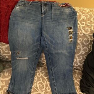 EUC chicos jeans with beautiful fabric patches
